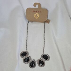 Ruby Rd Silver and Black Teardrop Necklace NEW